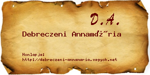 Debreczeni Annamária névjegykártya
