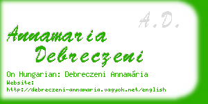 annamaria debreczeni business card