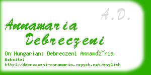 annamaria debreczeni business card